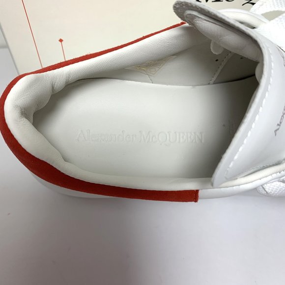 Alexander McQueen Oversized Sneakers Lace Up White Lust Red Size 37.5 US 7.5 - Picture 10 of 12